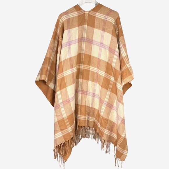 J. Crew Reversible Paid Blanket Fringe Poncho M/L - Picture 3 of 9